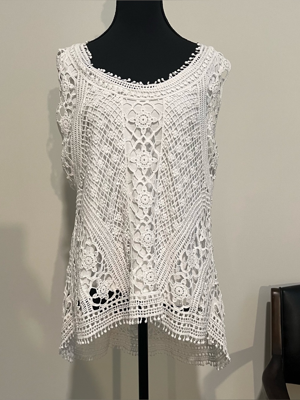 XCVI White Crochet Tank Top